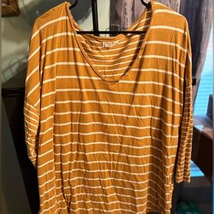 Maurices Mustard and White Striped Long Sleeve Top